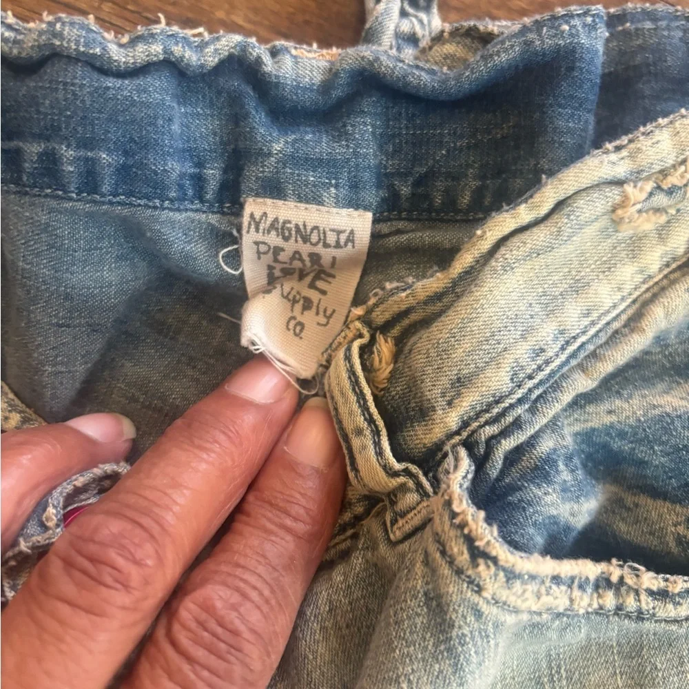 Magnolia Light Blue Patchwork Jean Shorts - Picture 4 of 10